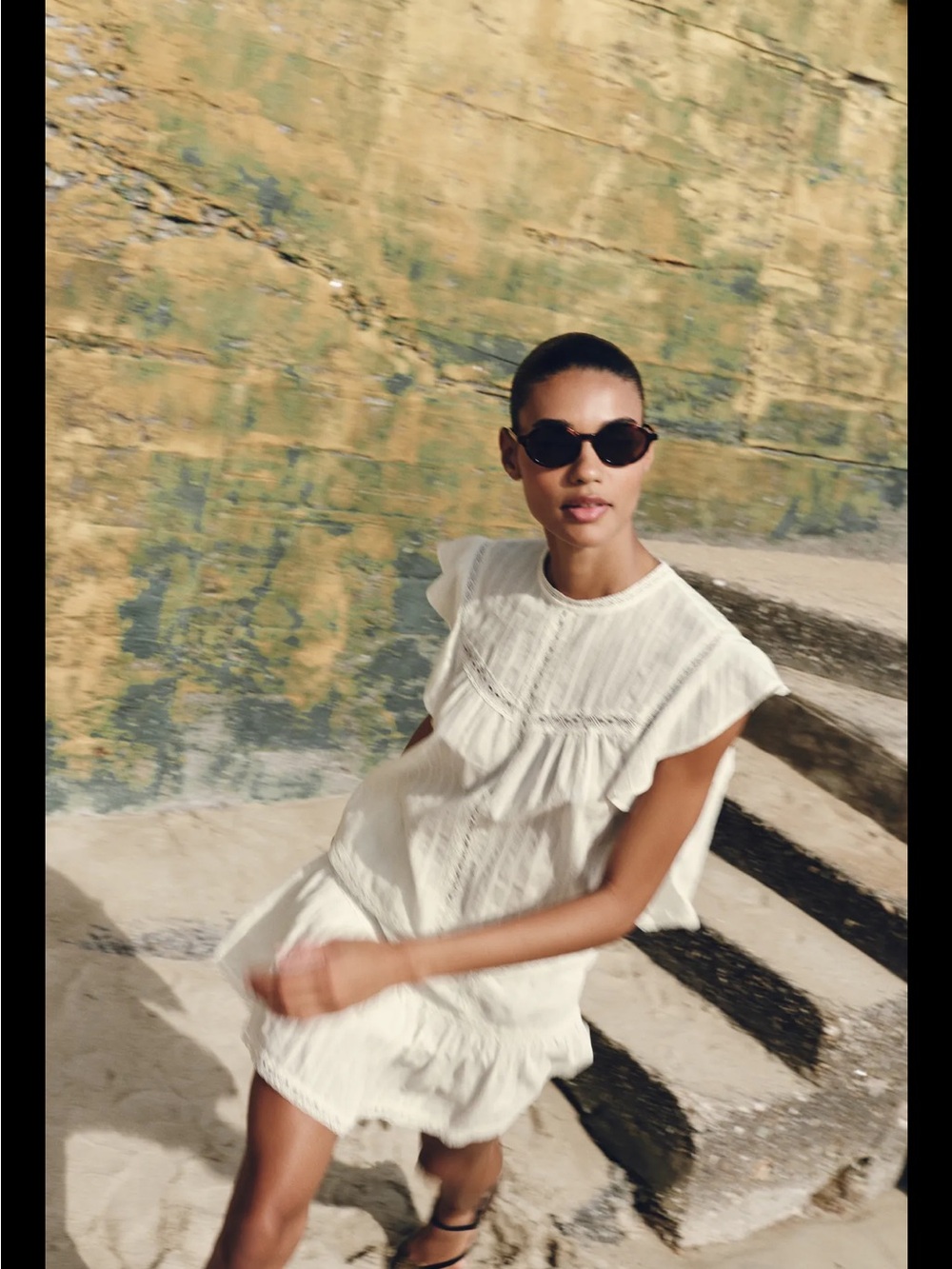 White Gauze Ruffled Summer Top - Picture 2 of 4